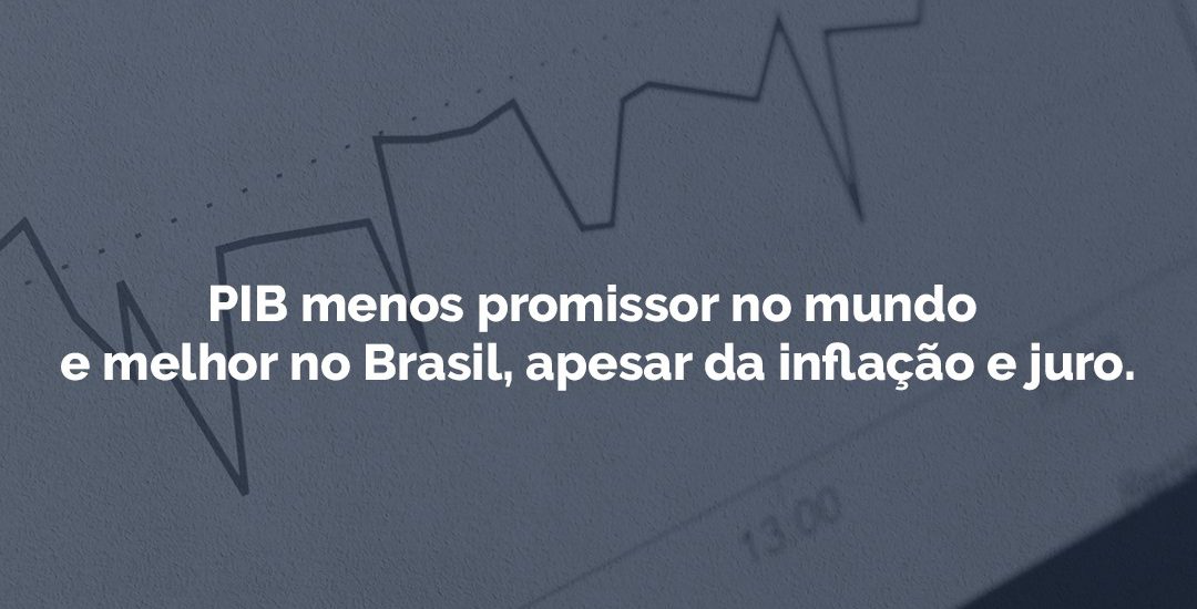 PIB menos promissor no mundo e melhor no Brasil, apesar da inflação e juros