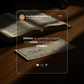 Dízimo de alto valor à Igreja: STJ valida doação feita por cheque