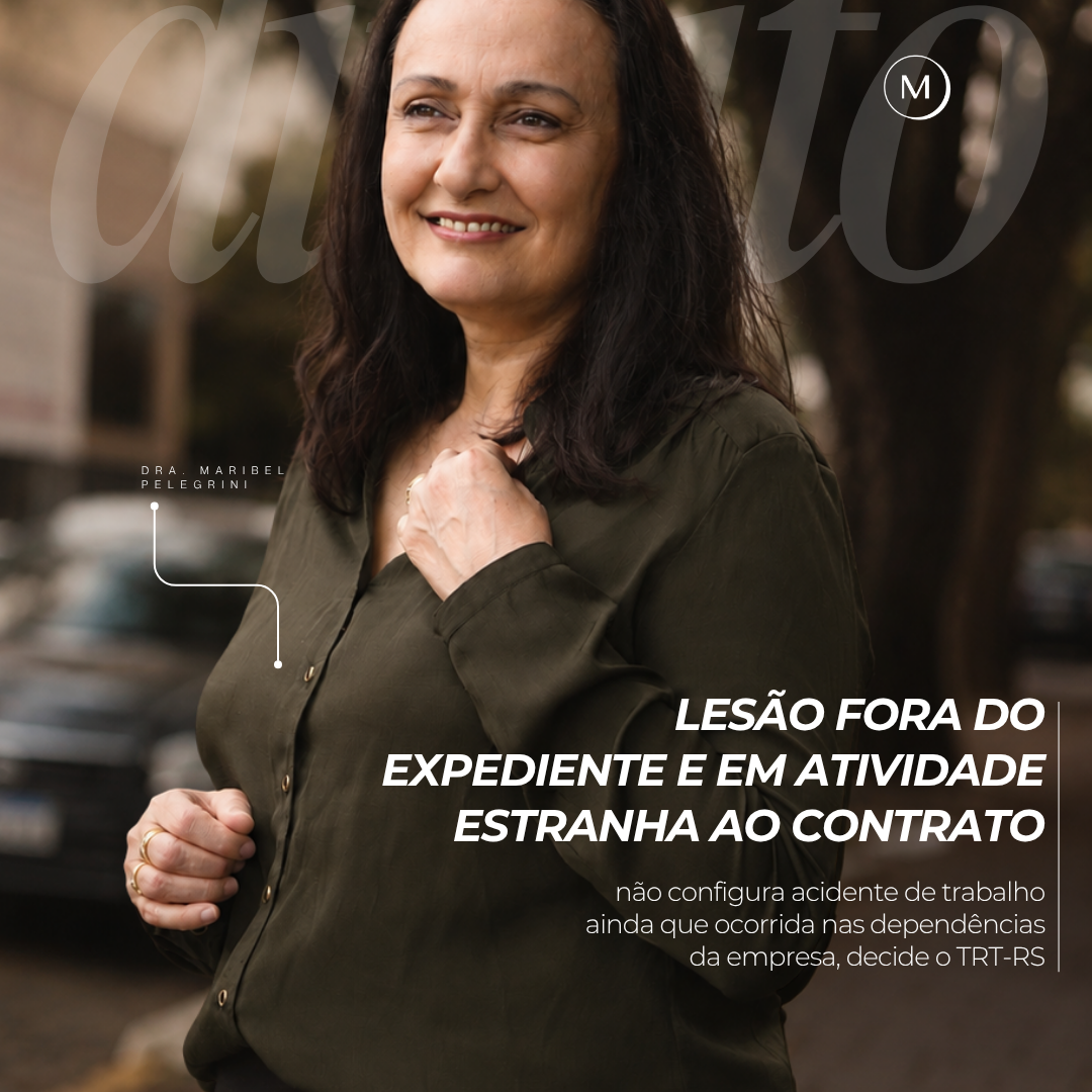 Lesão fora do expediente e em atividade estranha ao contrato não configura acidente de trabalho ainda que ocorrida nas dependências da empresa, decide o TRT-RS